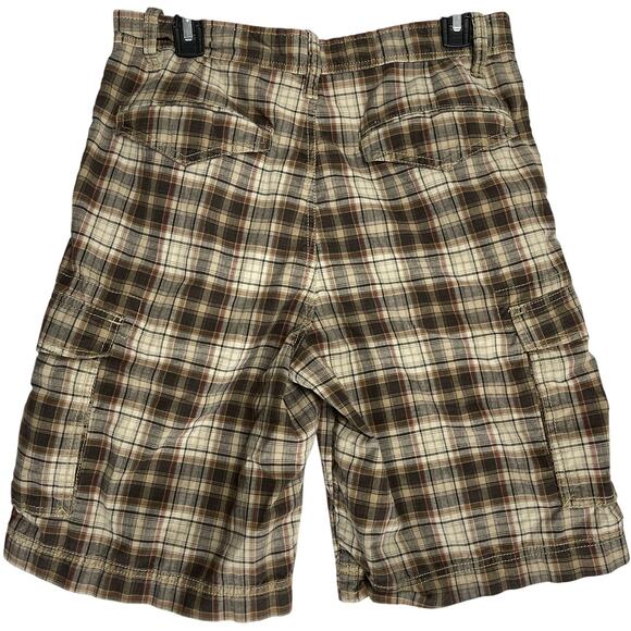 Eddie Bauer Men Cargo Shorts Size 30 Brown Plaid Mid Rise 11" Inseam 100% Cotton - Picture 2 of 6